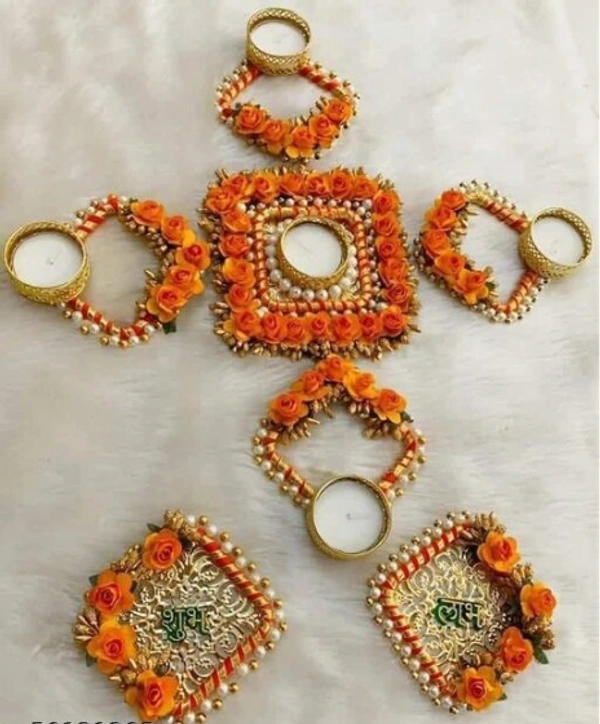  Diwali Decoration ,  Tealighi diye  Home, Office etc. - Multicolour Hand Crafted/Made in India vv - Orange